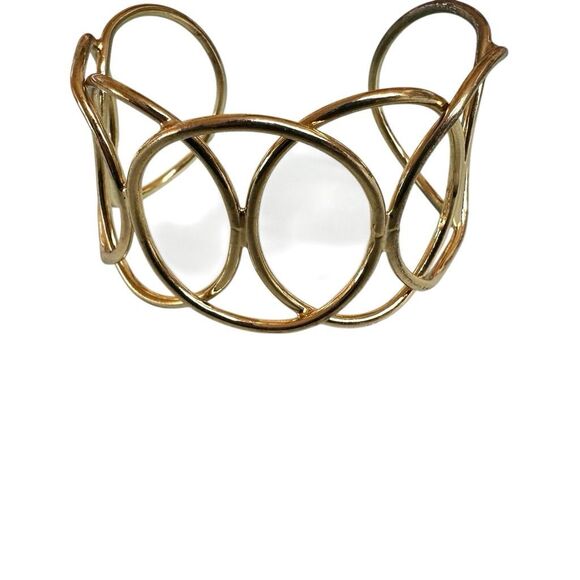 Gold-Tone Open Circle Openwork Cuff Bracelet - Picture 8 of 9